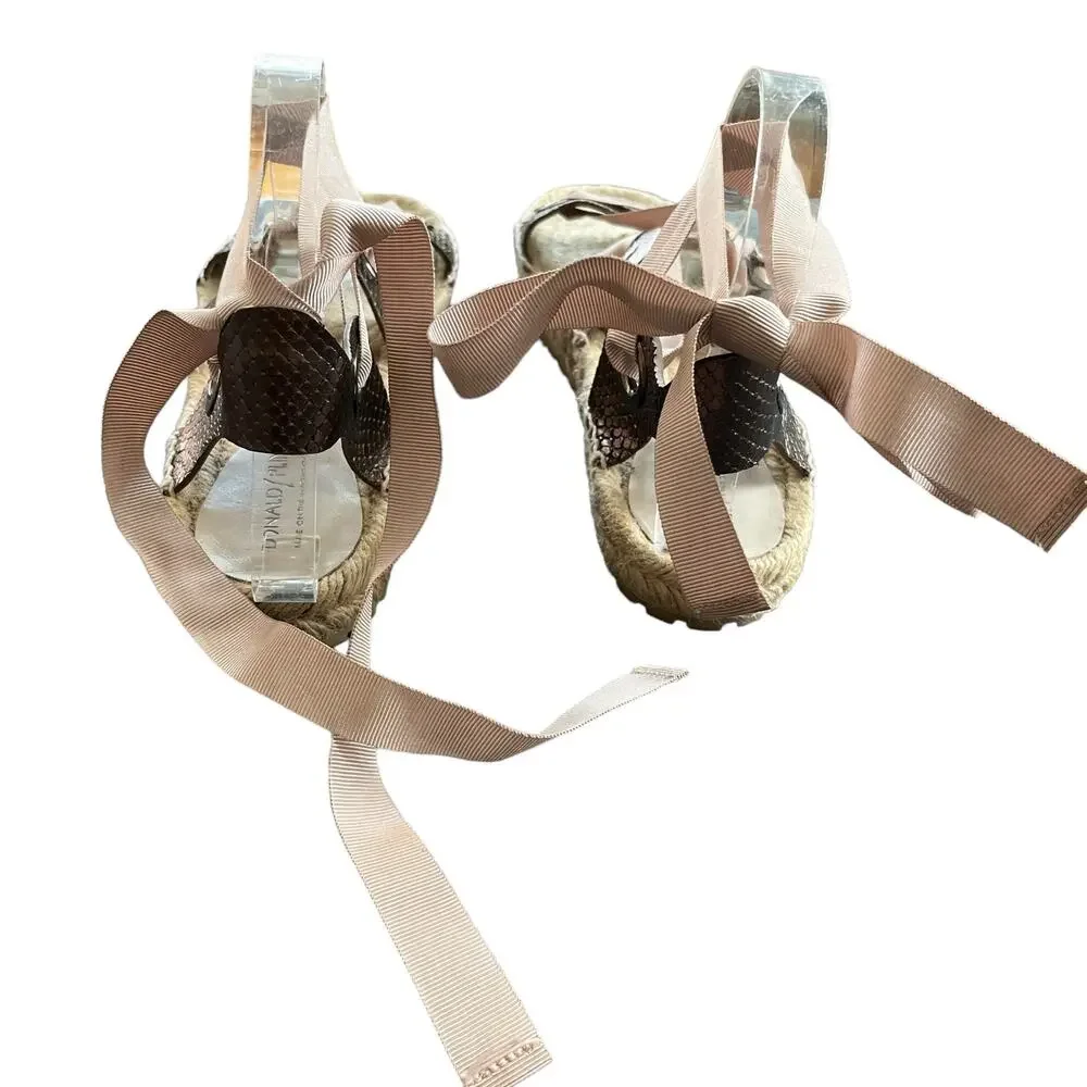 Donald Pliner Esther Leather Espadrille Sandal 10 Copper Metallic Snake